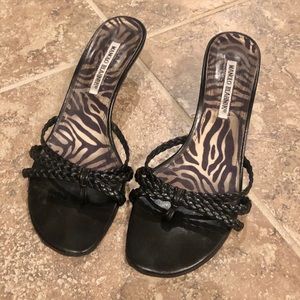 MANOLO BLAHNIK Sz 7 Black Braided Sandals